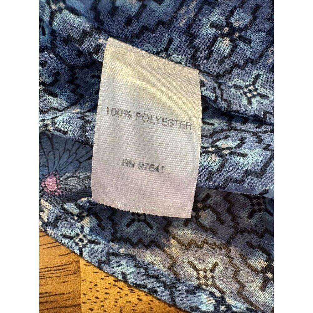 J. JILL Floral Sheer 3/4 Sleeve Blouse Blue Tie Size Medium Boho Cottagecore‎ - Picture 8 of 8